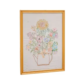 0036 (A D) White Framed Flower Embroidery Artwork