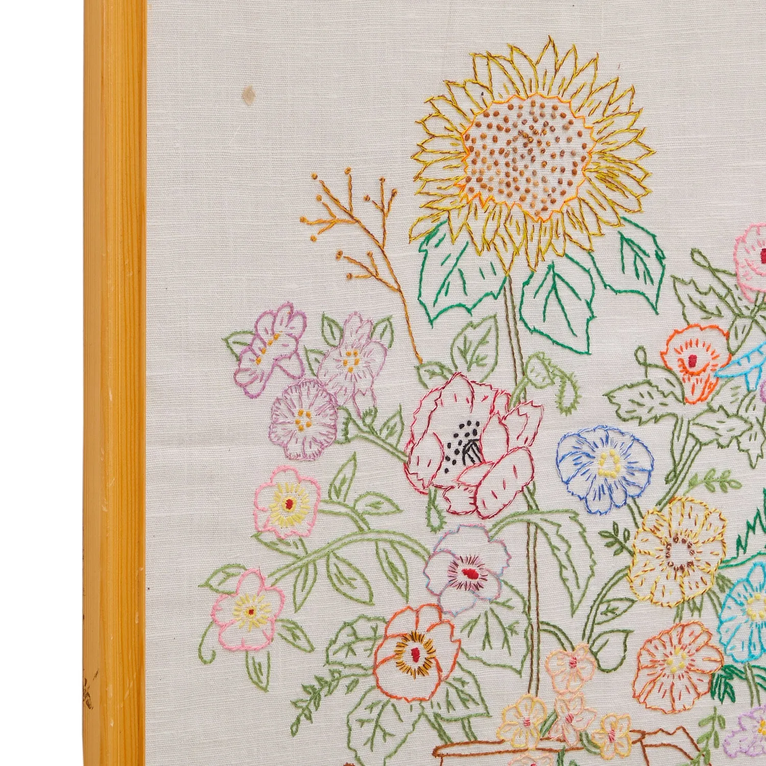 0036 (A D) White Framed Flower Embroidery Artwork