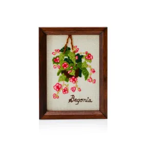 0041 (A D) Green & Pink Begonia Embroidery Art