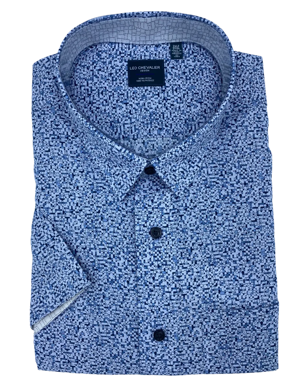 100% Cotton Leo Chevalier *Tall Sizes* Sky Blue Short Sleeve Sport Shirt - 622369/QT 1300