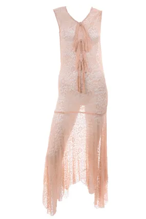 1930s Stretch Lace Dress w/ Bows & Matching Jacket