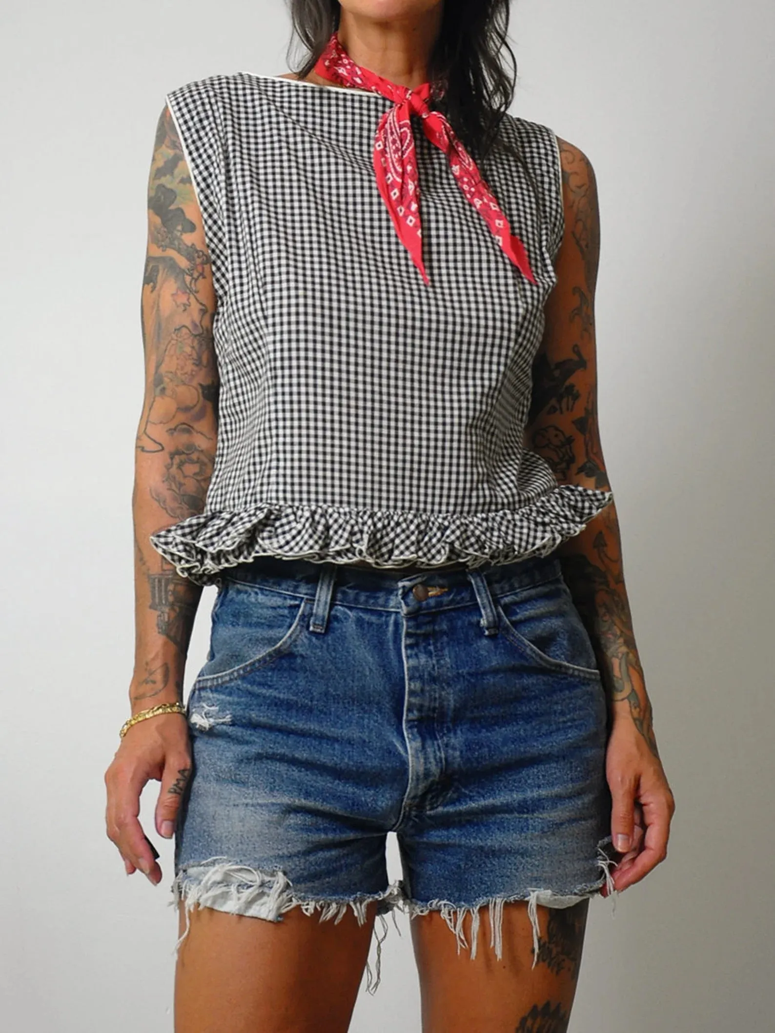 1960's Ruffled Gingham Top