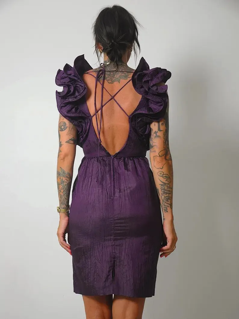 1980's Origami Ruffle Mini Dress