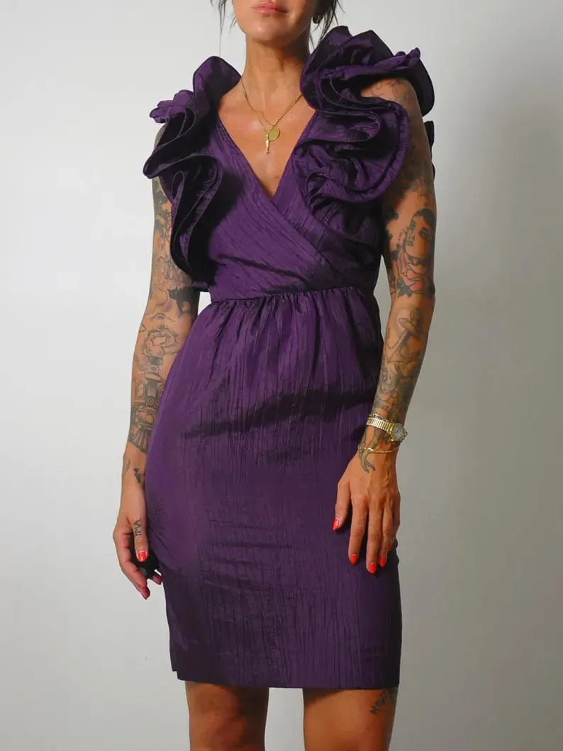 1980's Origami Ruffle Mini Dress