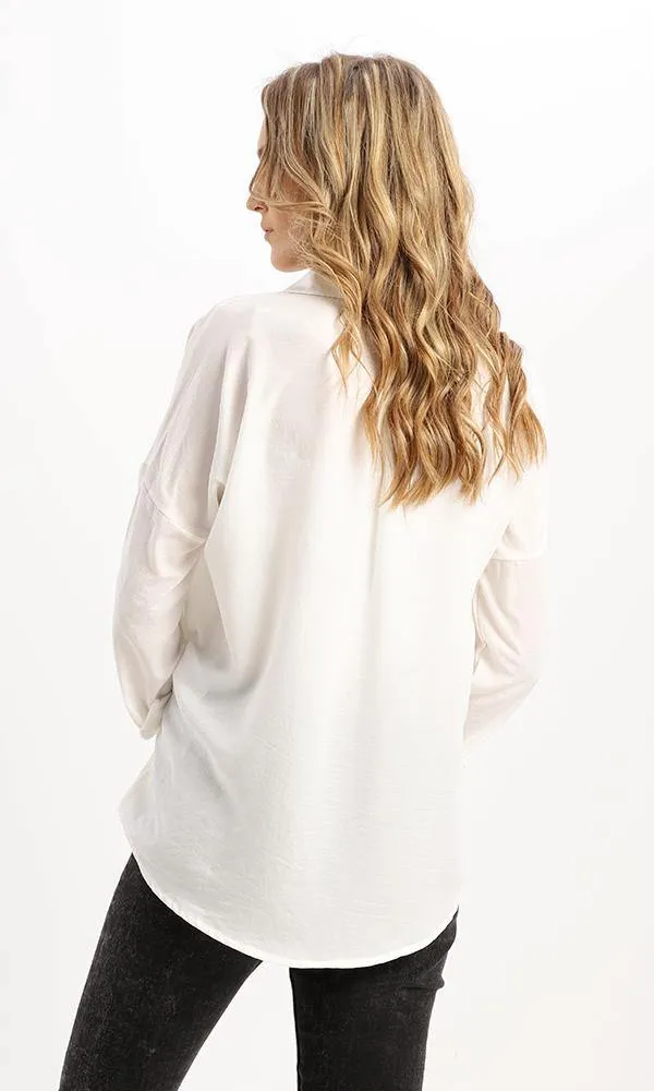 94814 Front Buttons Down Textured Off-White Shirt