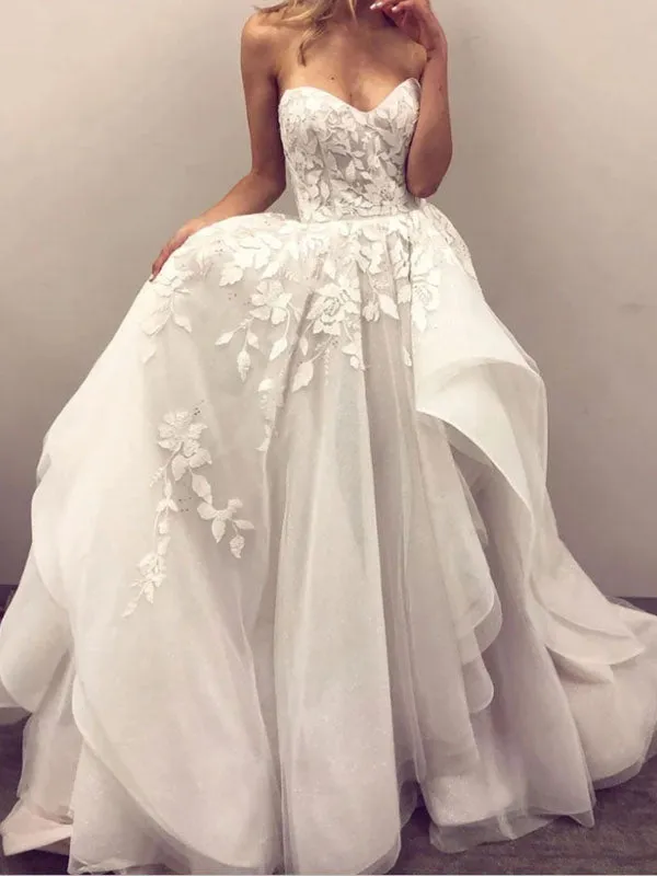 A-line Unique Sweetheart Beach Vintage Wedding Dresses Online WD064