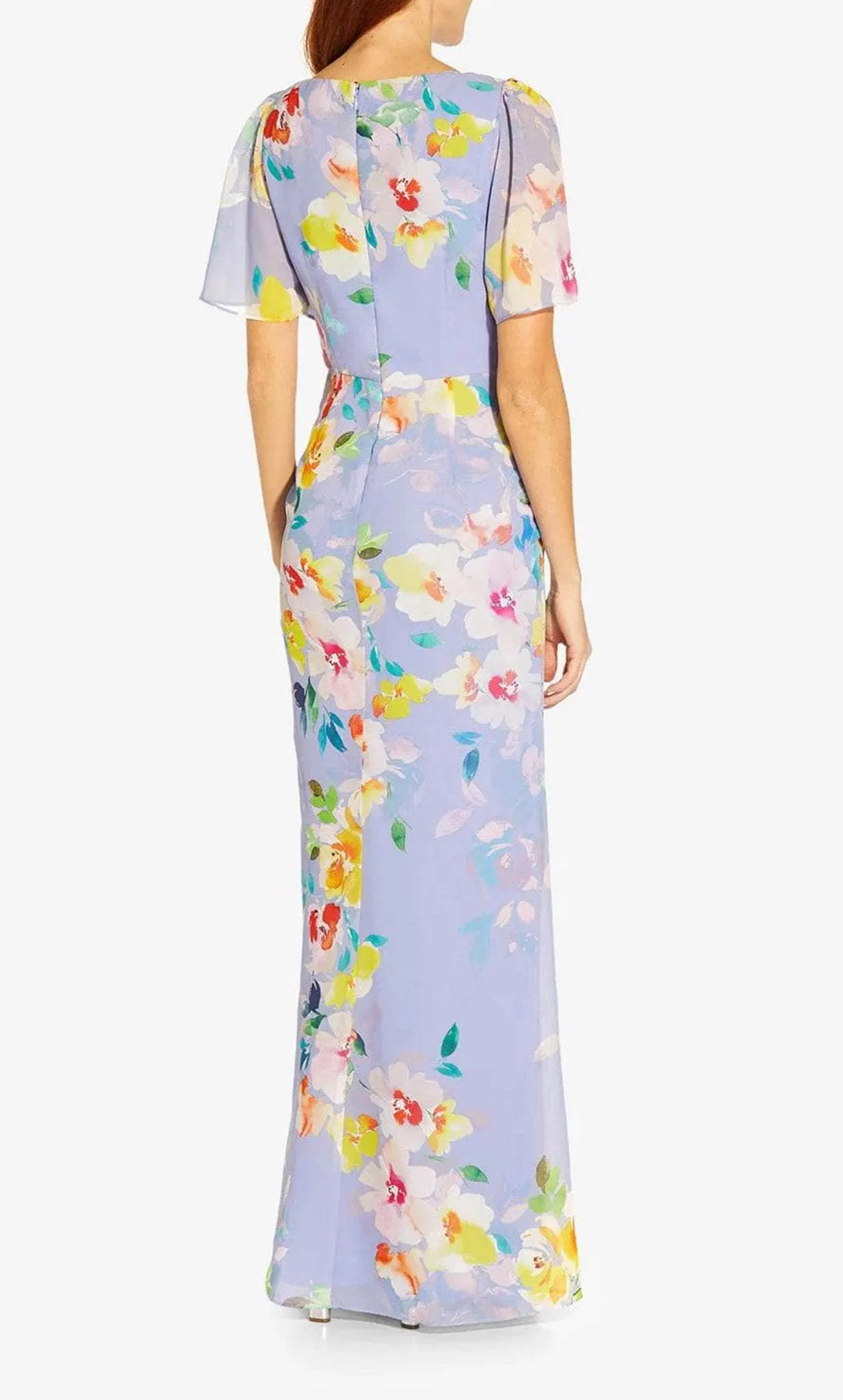 Adrianna Papell AP1E209584 - Flutter Sleeve Floral Long Dress