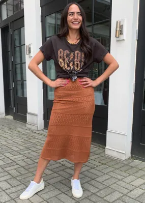Allison Textured Knit Midi Skirt - Rust ***FINAL SALE***