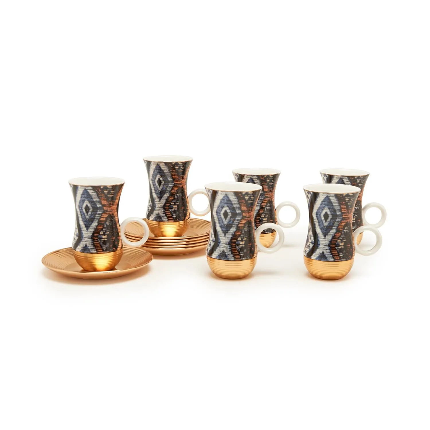 AMBER SAMMY GOLD 12PC SET ISTIKAN CUP/SAUCER - AM3373-120-S12-SAM