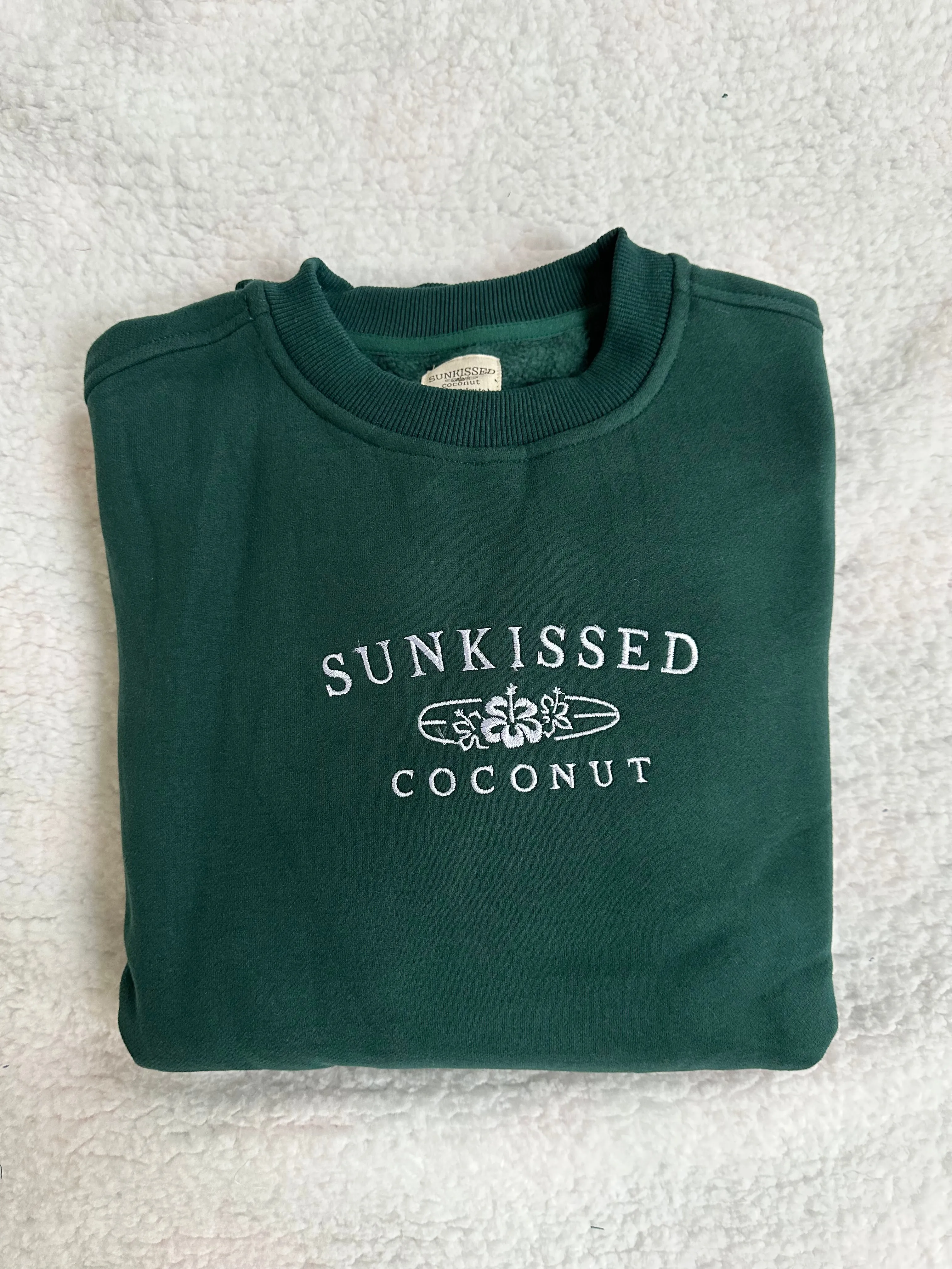 Amber Winter Green Sunkissedcoconut Embroider Sweatshirt