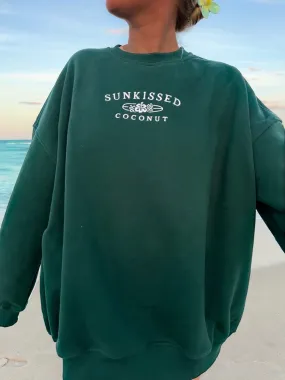 Amber Winter Green Sunkissedcoconut Embroider Sweatshirt