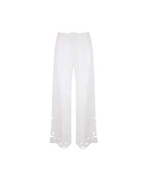 ANDIE LINEN PANT WHITE EMBROIDERY
