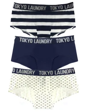 Ariana (3 Pack) Assorted Print Short Briefs In Ivory / Blue - Tokyo Laundry