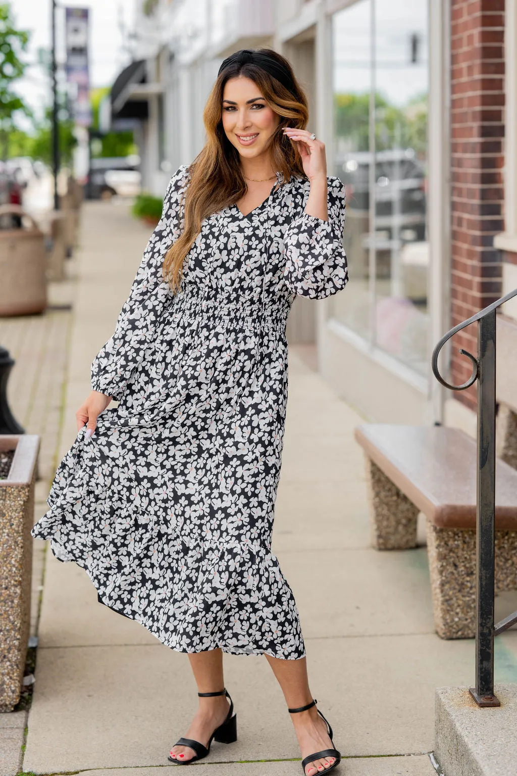 Azalea Ruffle Bottom Midi Dress