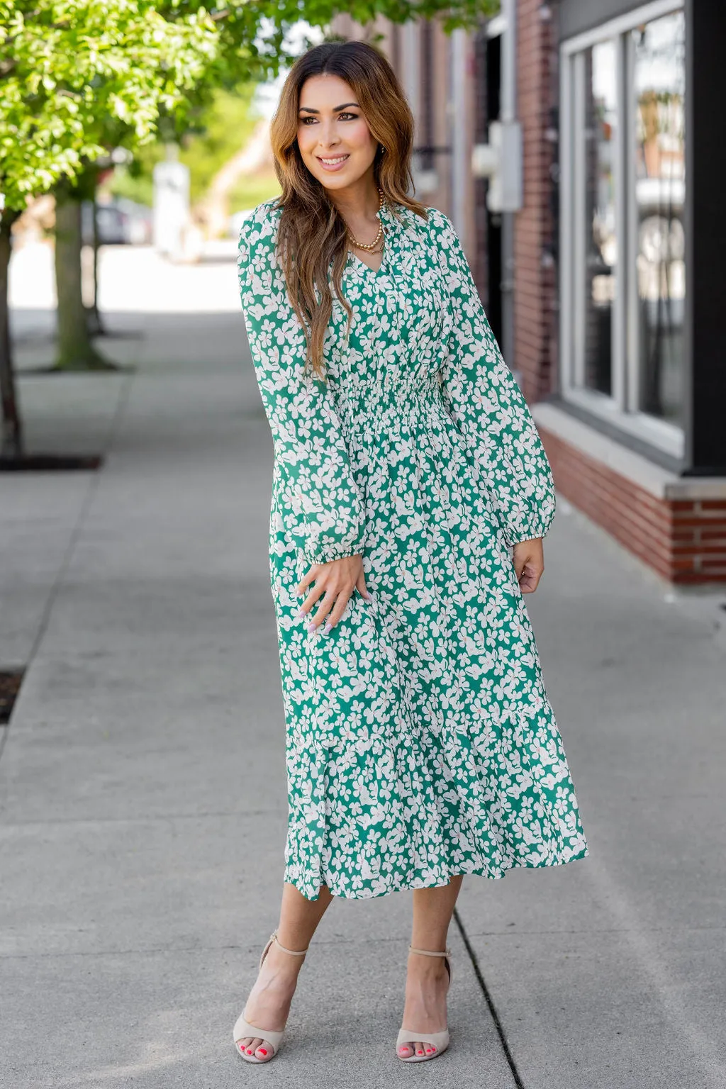 Azalea Ruffle Bottom Midi Dress