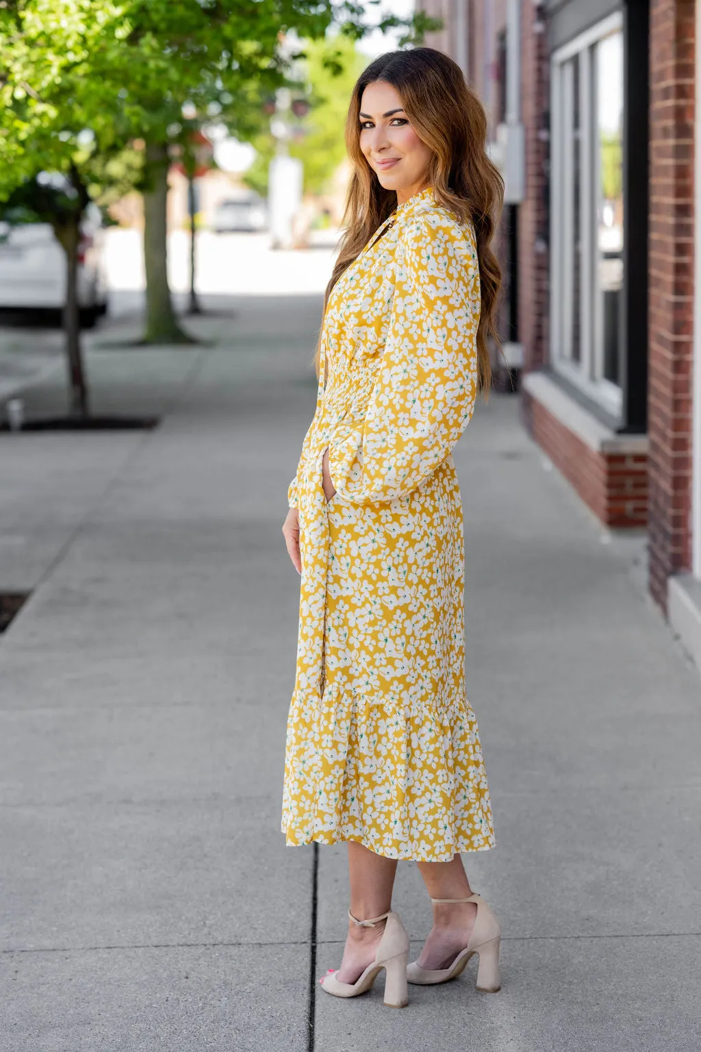 Azalea Ruffle Bottom Midi Dress