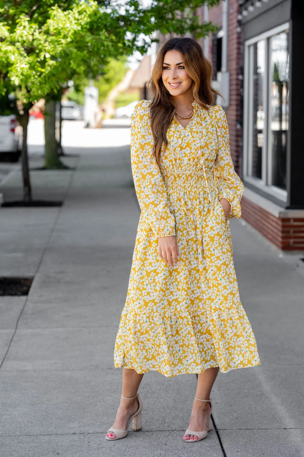 Azalea Ruffle Bottom Midi Dress