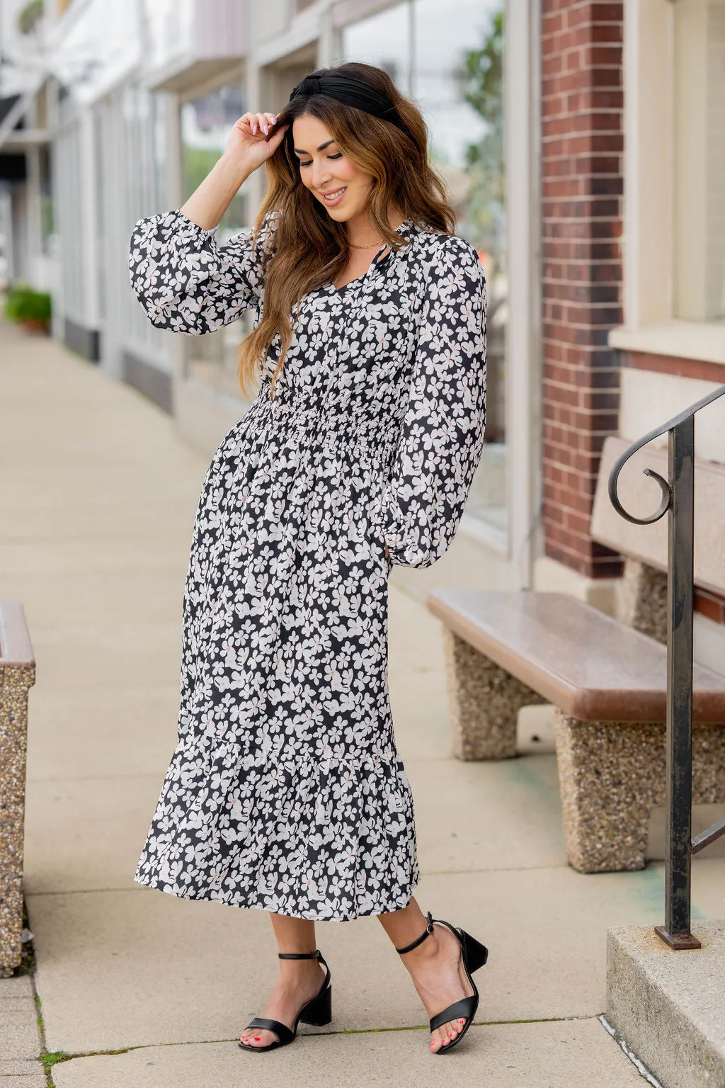 Azalea Ruffle Bottom Midi Dress