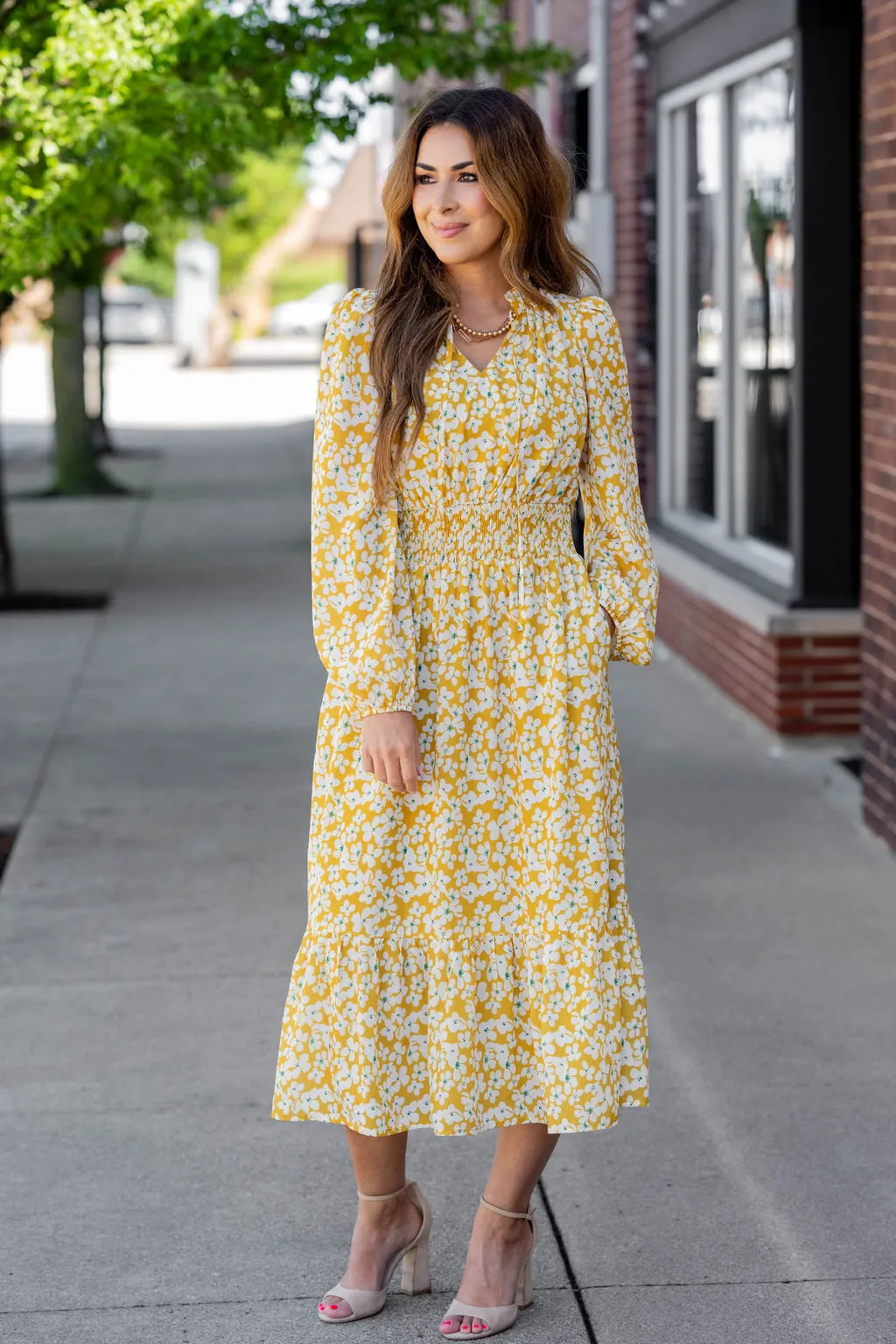 Azalea Ruffle Bottom Midi Dress