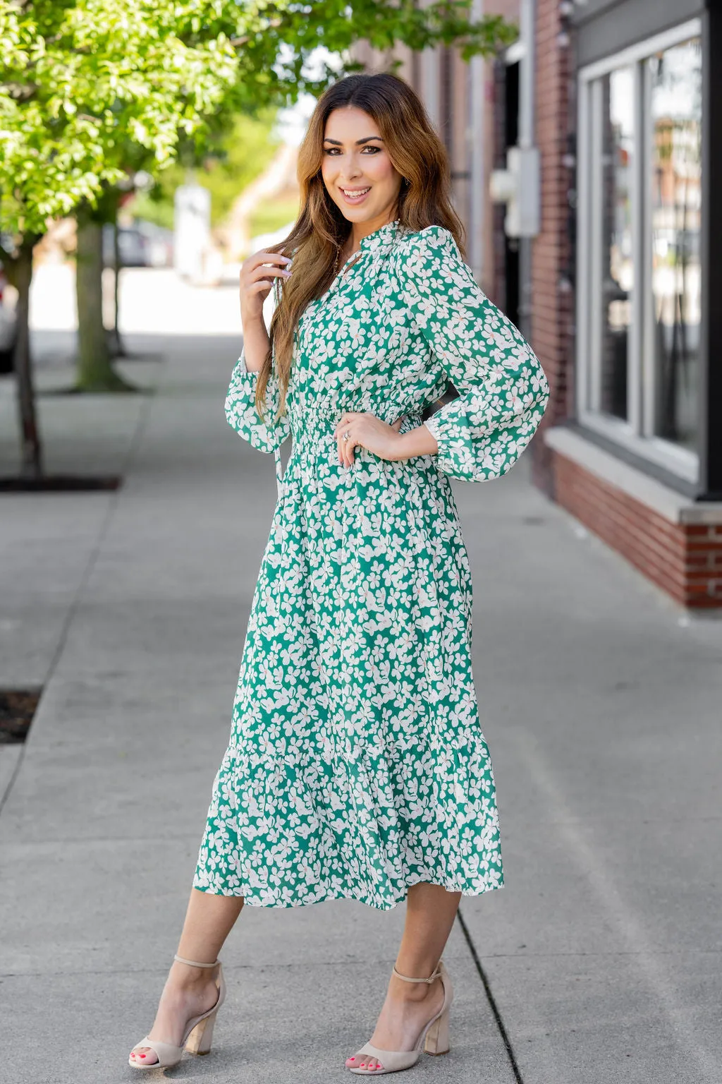 Azalea Ruffle Bottom Midi Dress