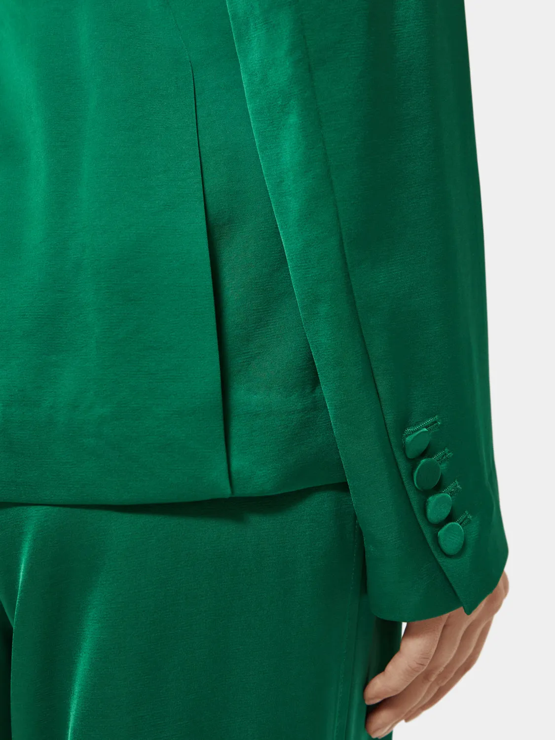 Belted satin blazer