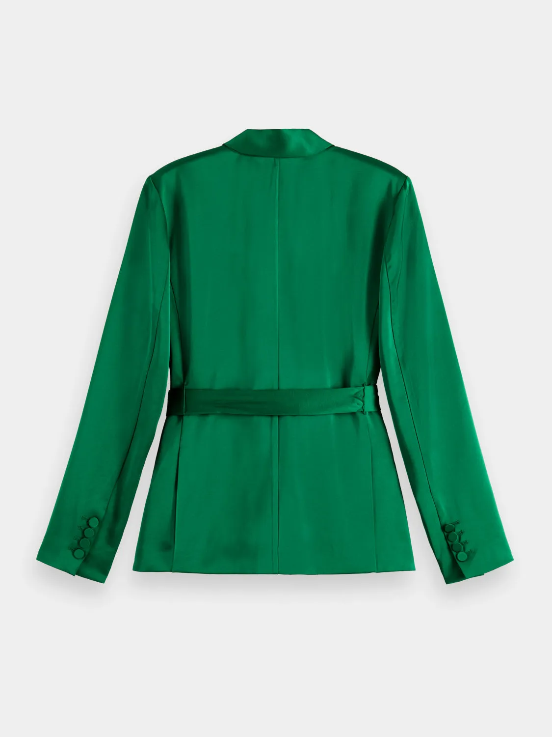 Belted satin blazer