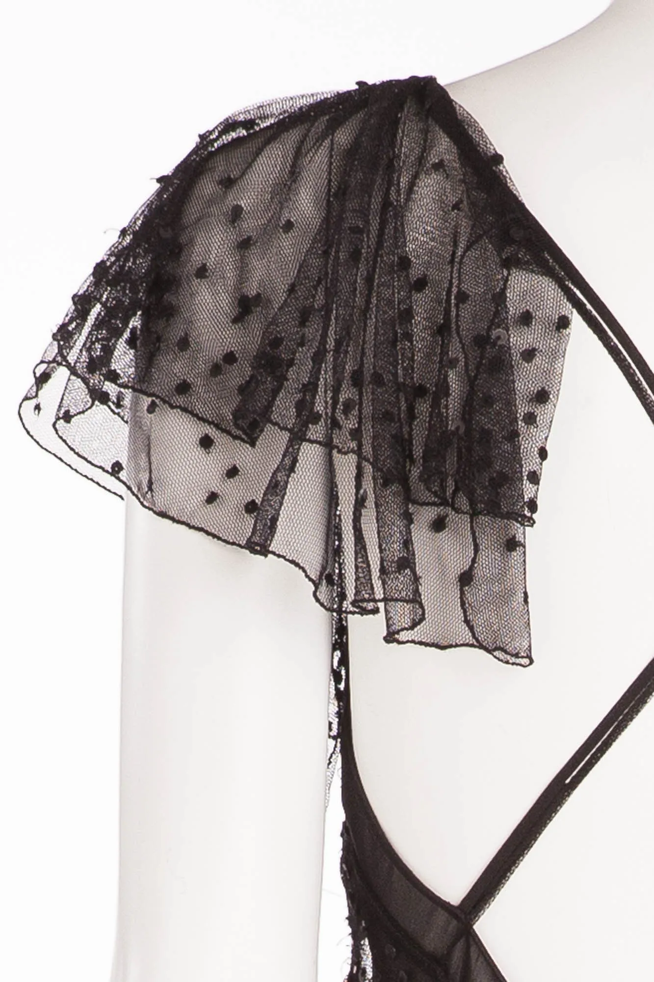 Blumarine - Editorial, Black Lace Long Dress with Sequins and Fringe - IT 42