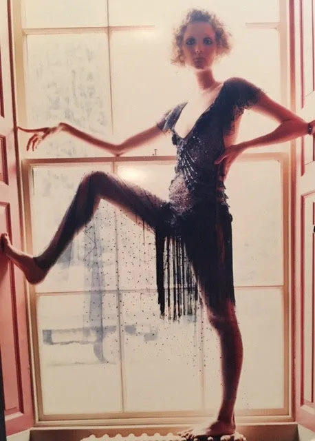 Blumarine - Editorial, Black Lace Long Dress with Sequins and Fringe - IT 42