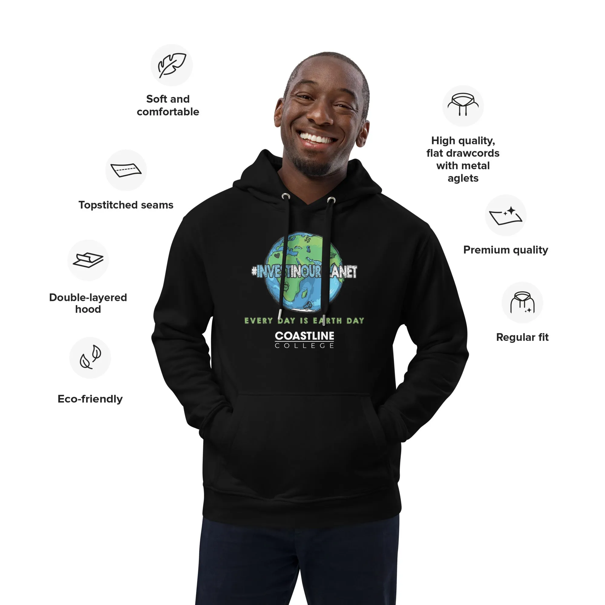 Coastline "Invest In Our Planet" Black Premium Eco Hoodie