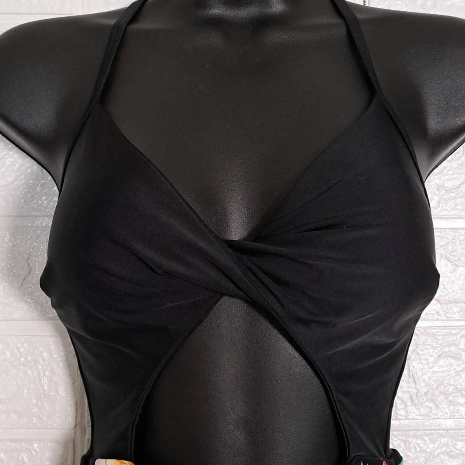 Cupshe Halter Cutout Lace Up One Piece Swimsuit in Black
