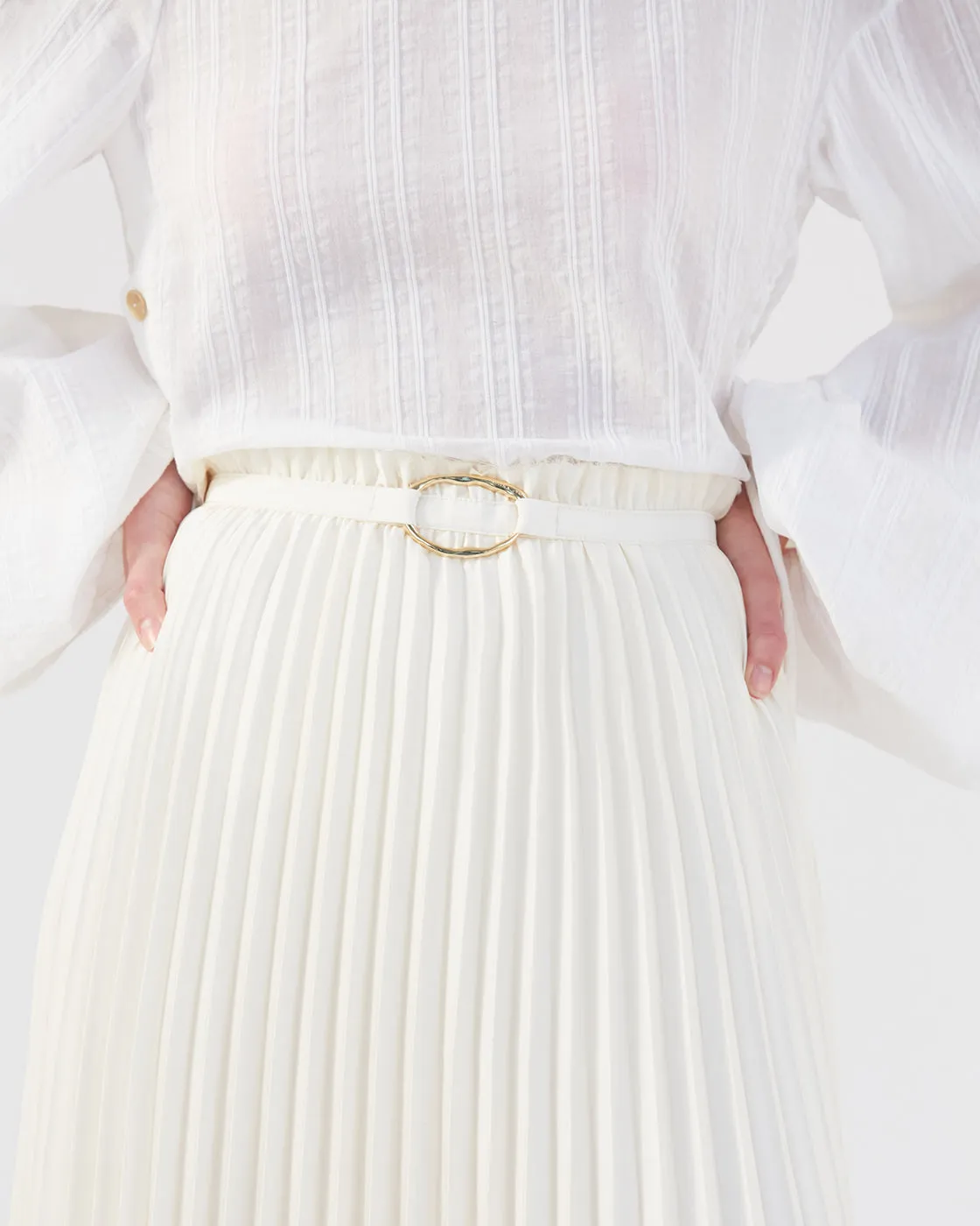 Dilan Skirt Pleated Satin Off-White