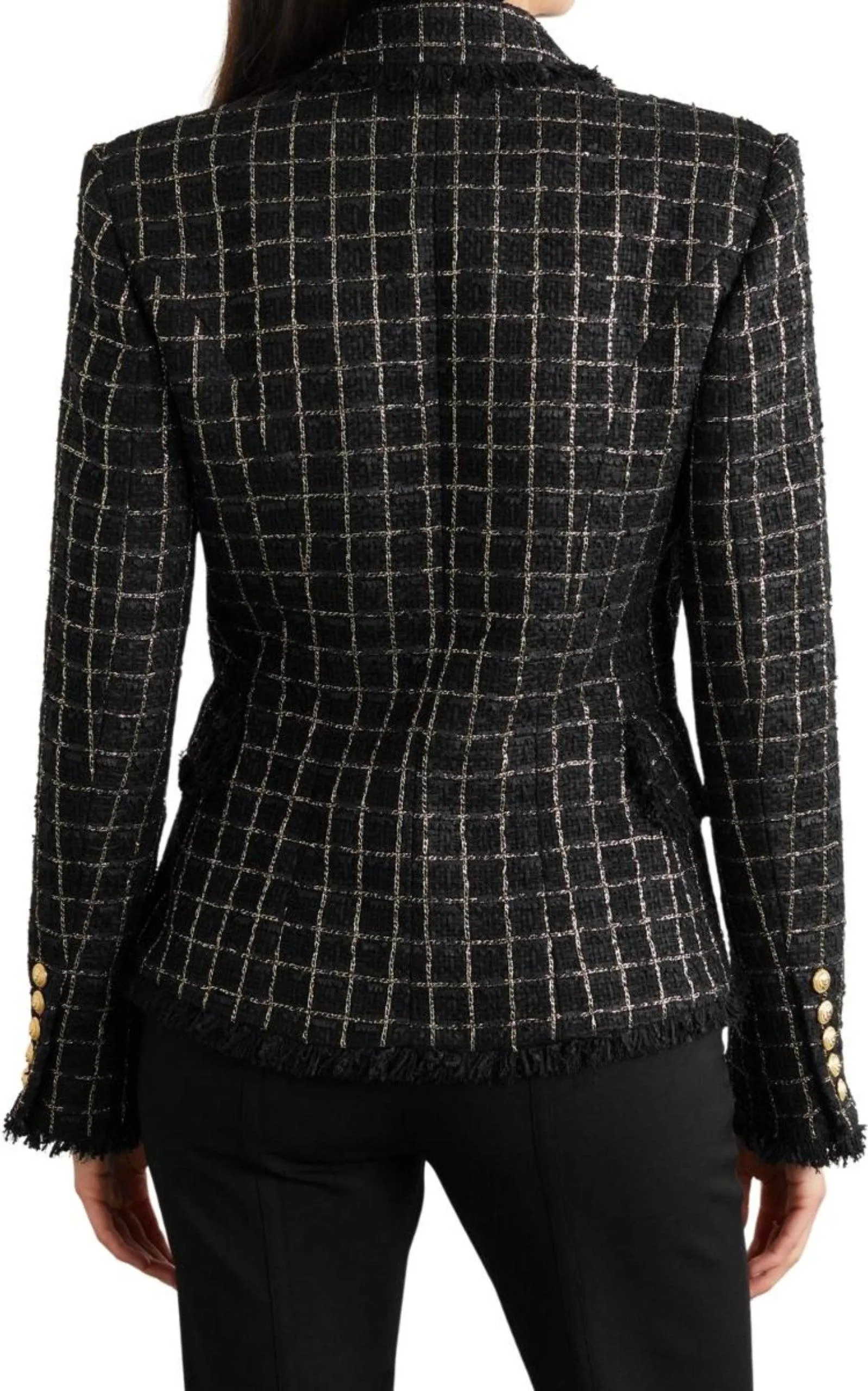 Double-breasted Checked Tweed Jacket