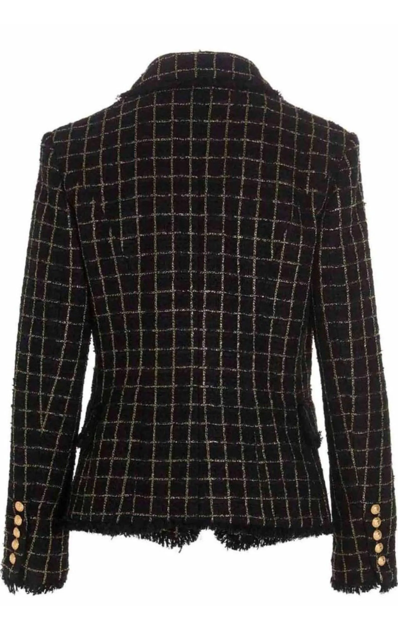 Double-breasted Checked Tweed Jacket