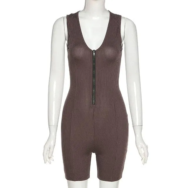 DressBetty - Women Sexy Streetwear Sleeveless Bodycon Solid Knitted Fitness Sexy Jumpsuits Romper Playsuits Overalls Women