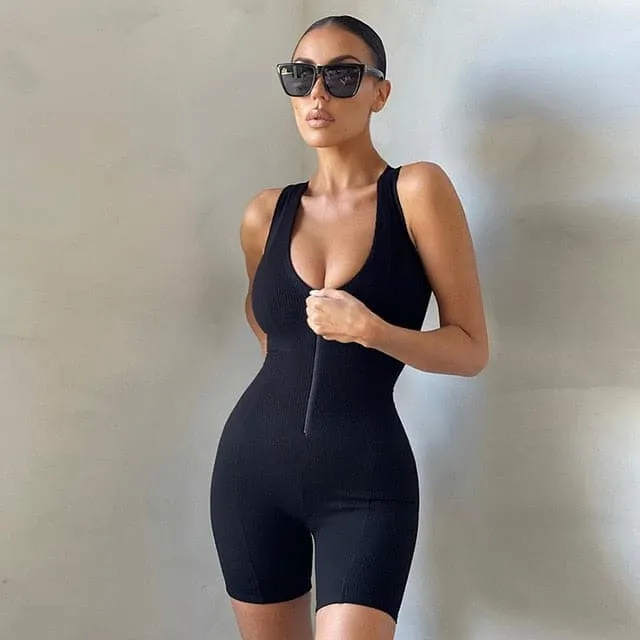 DressBetty - Women Sexy Streetwear Sleeveless Bodycon Solid Knitted Fitness Sexy Jumpsuits Romper Playsuits Overalls Women