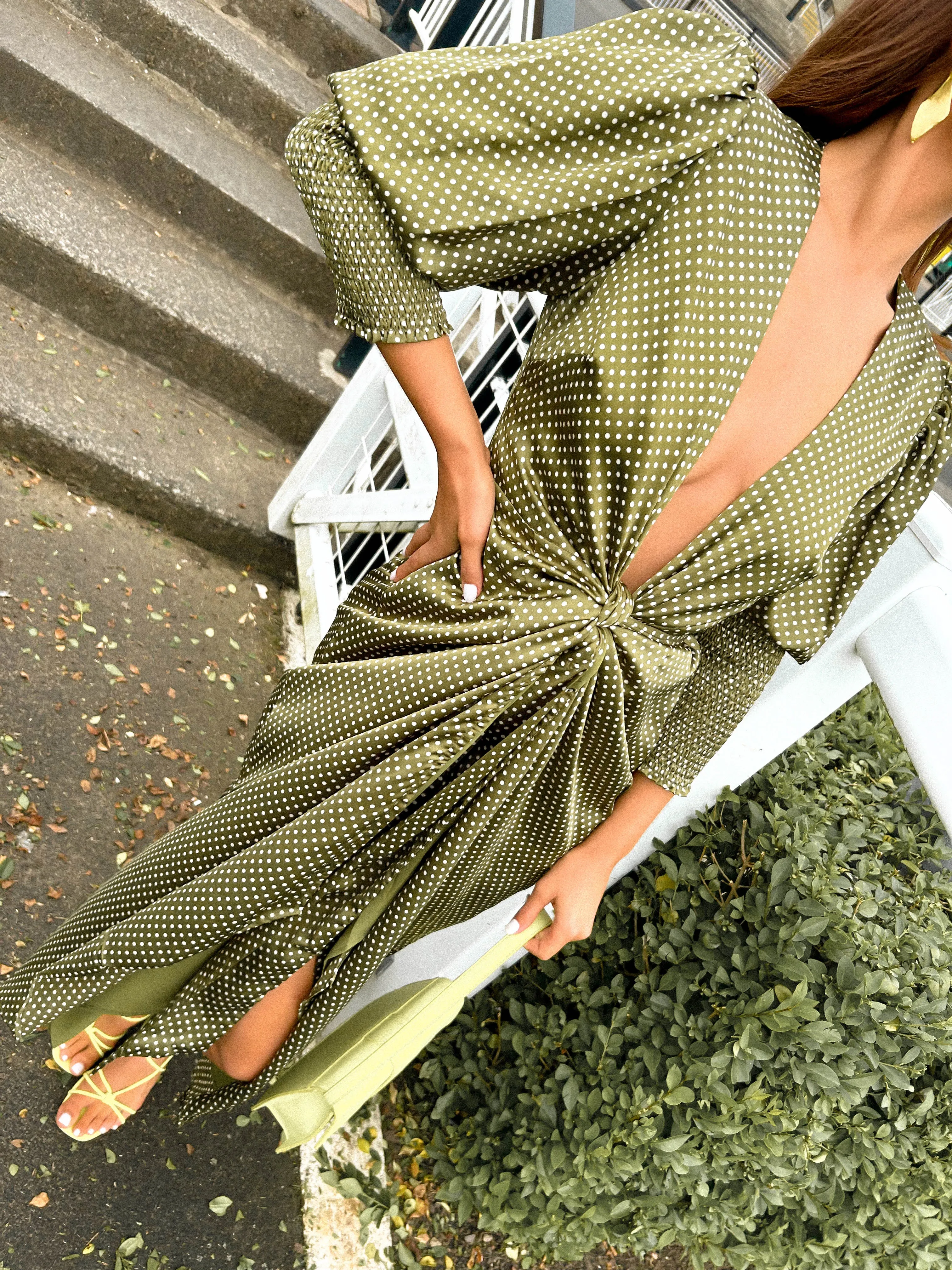 Drive Em Wild - Olive Green Midi Wrap Dress