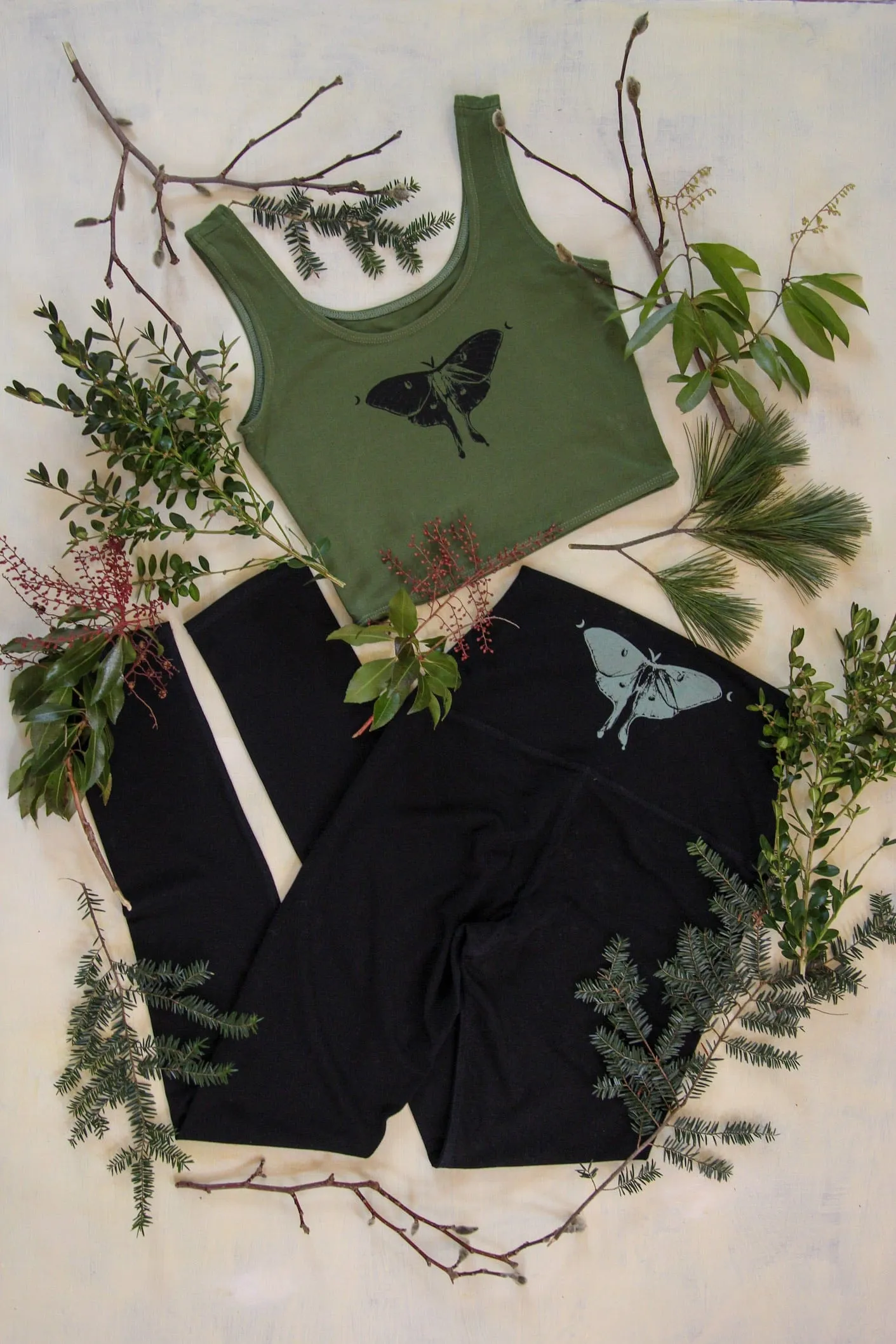 Fern Luna Moth Yoga Top