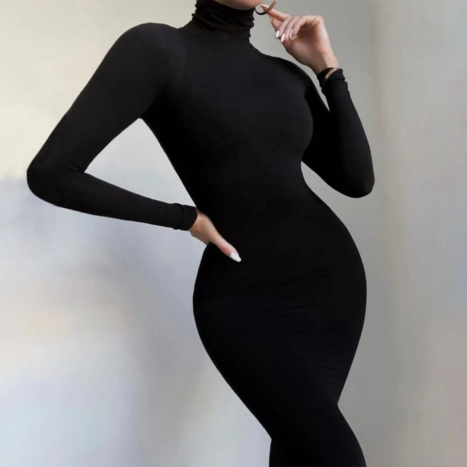Getadme Black Turtleneck Romper Sexy Bodycon Jumpsuit Streetwear Autumn Winter One Piece Fitness Sports Bodysuits Velvet Yo-ga Onesie