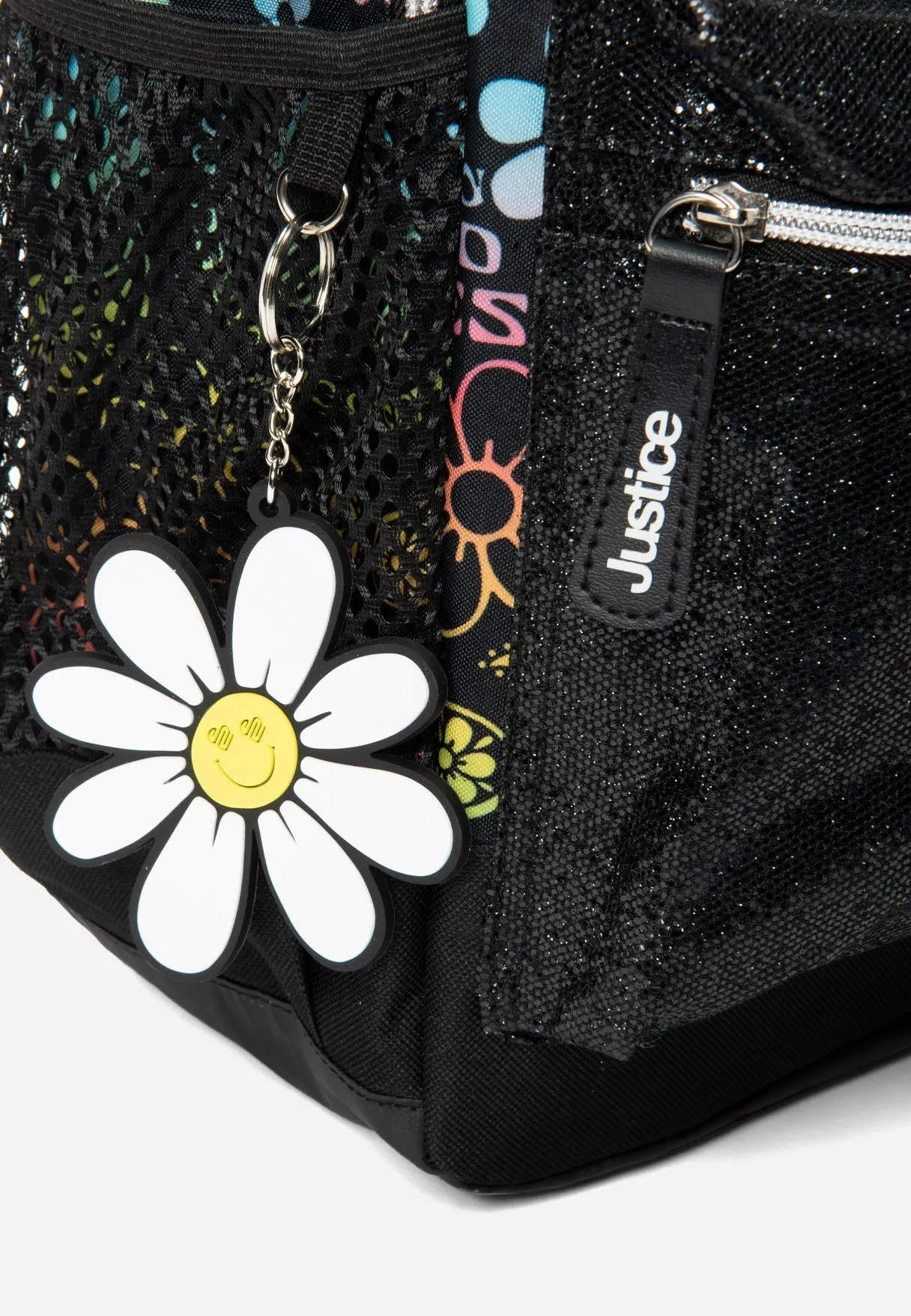 Glitter Graphic Backpack with Keychain