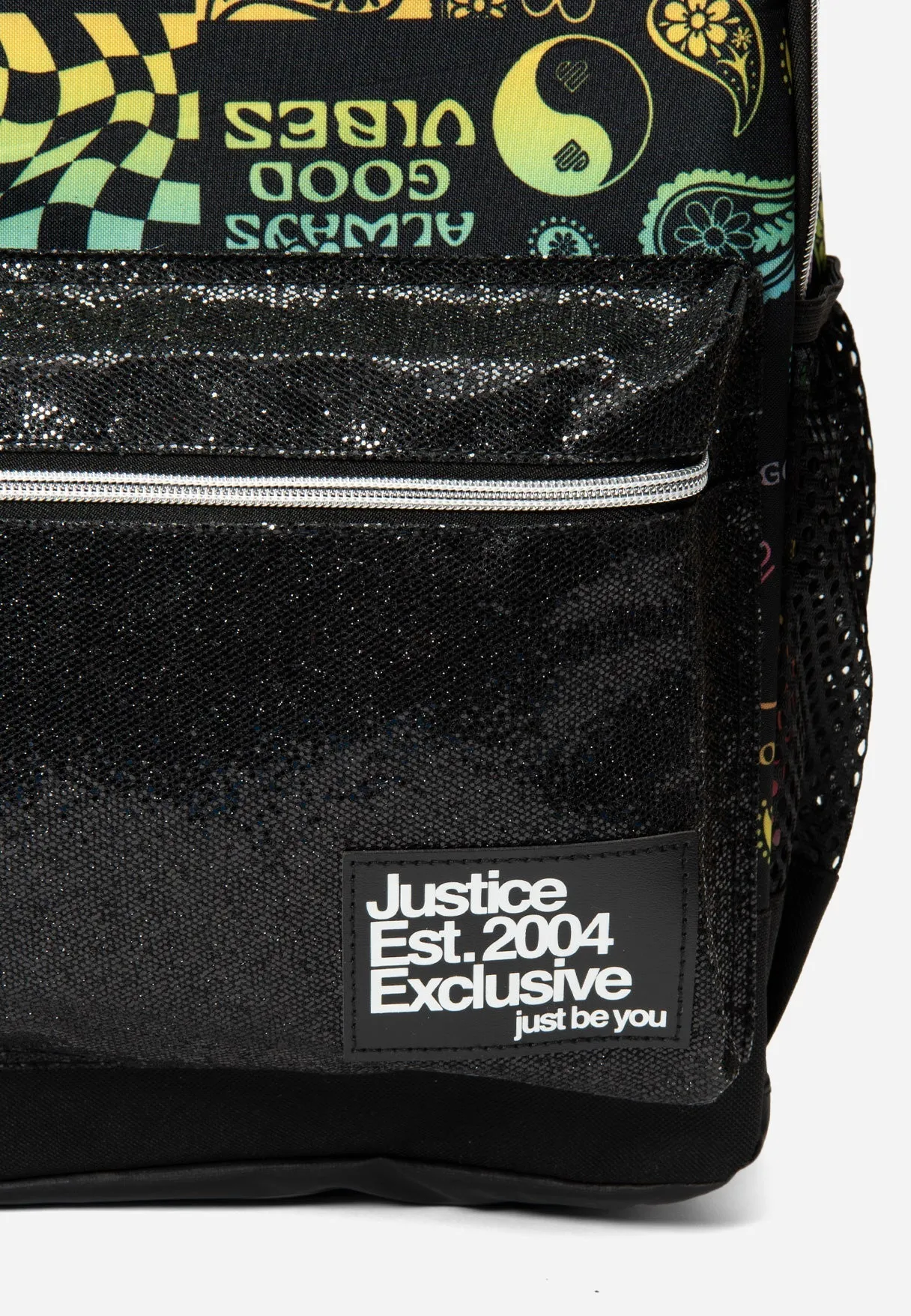 Glitter Graphic Backpack with Keychain