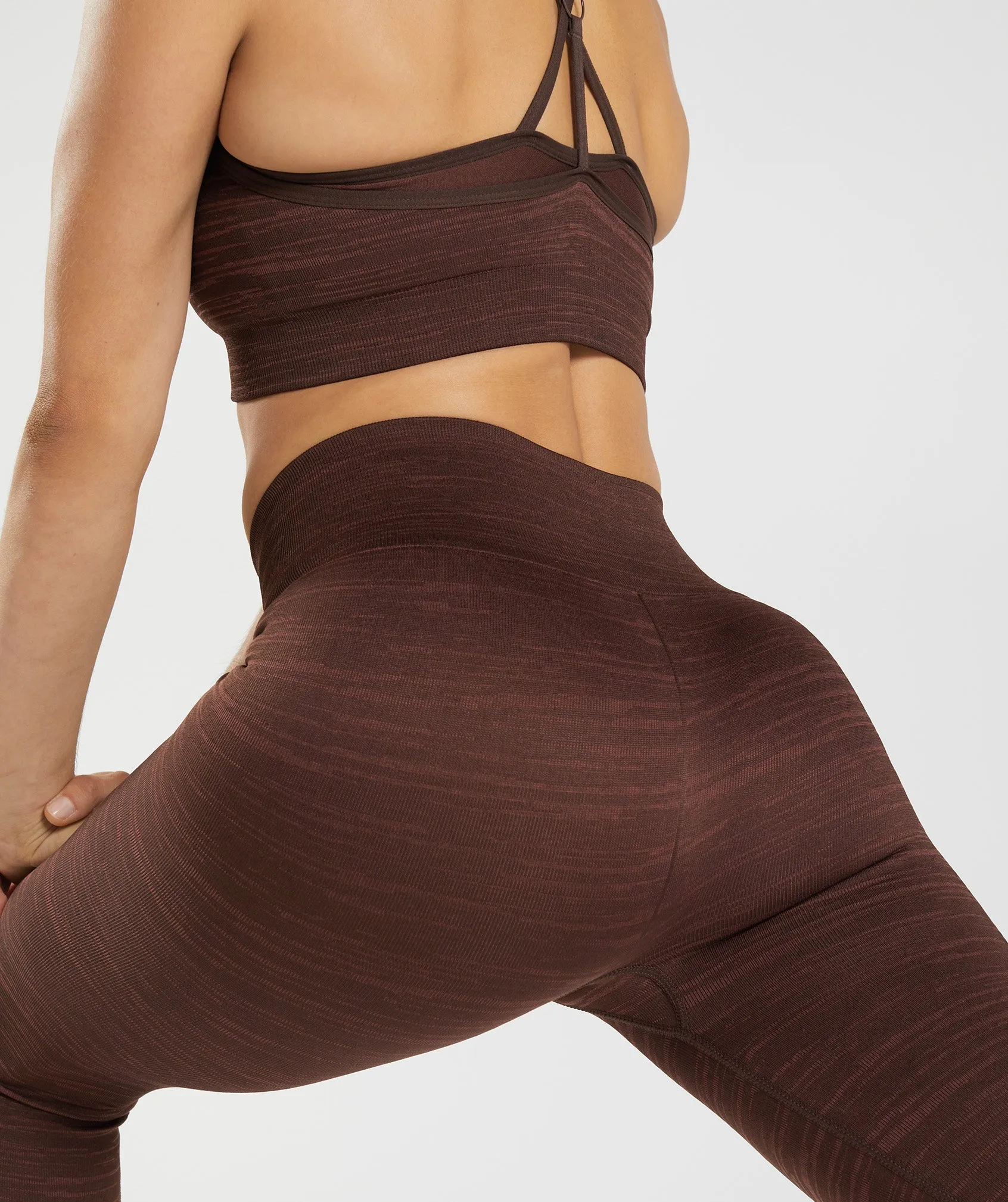 Gymshark Adapt Marl Seamless Leggings - Archive Brown/Cherry Brown