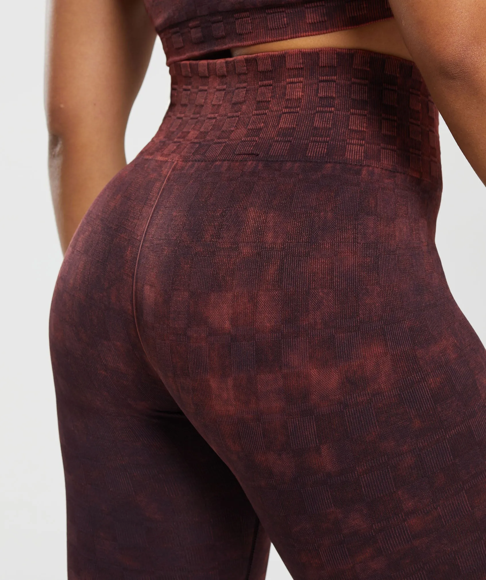 Gymshark Check Seamless Washed Leggings - Plum Brown