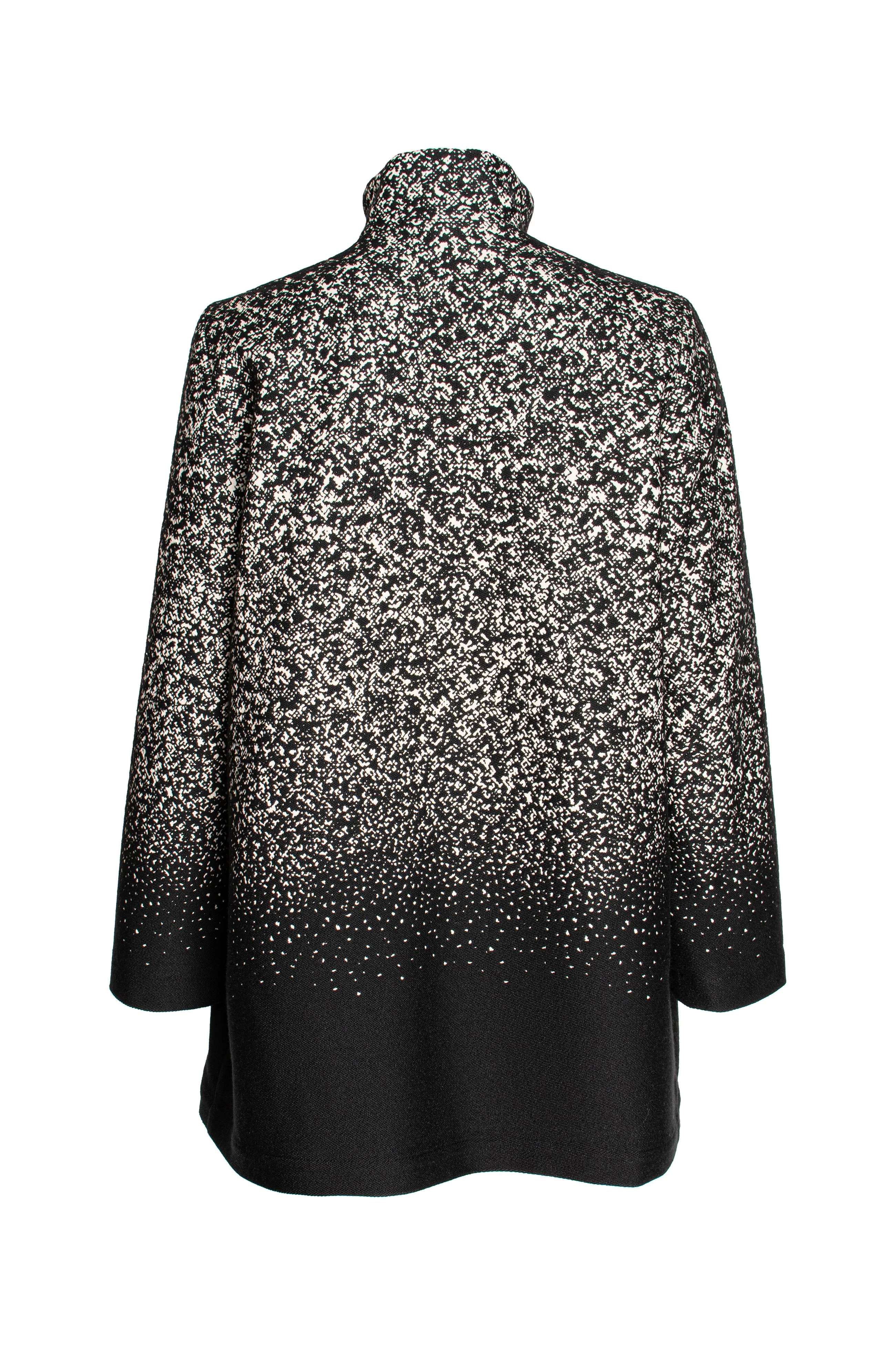 High Collar 3/4 Coat - Black/White Border 8659