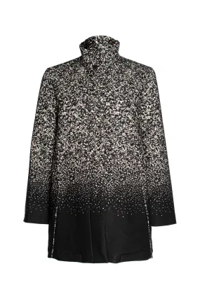 High Collar 3/4 Coat - Black/White Border 8659