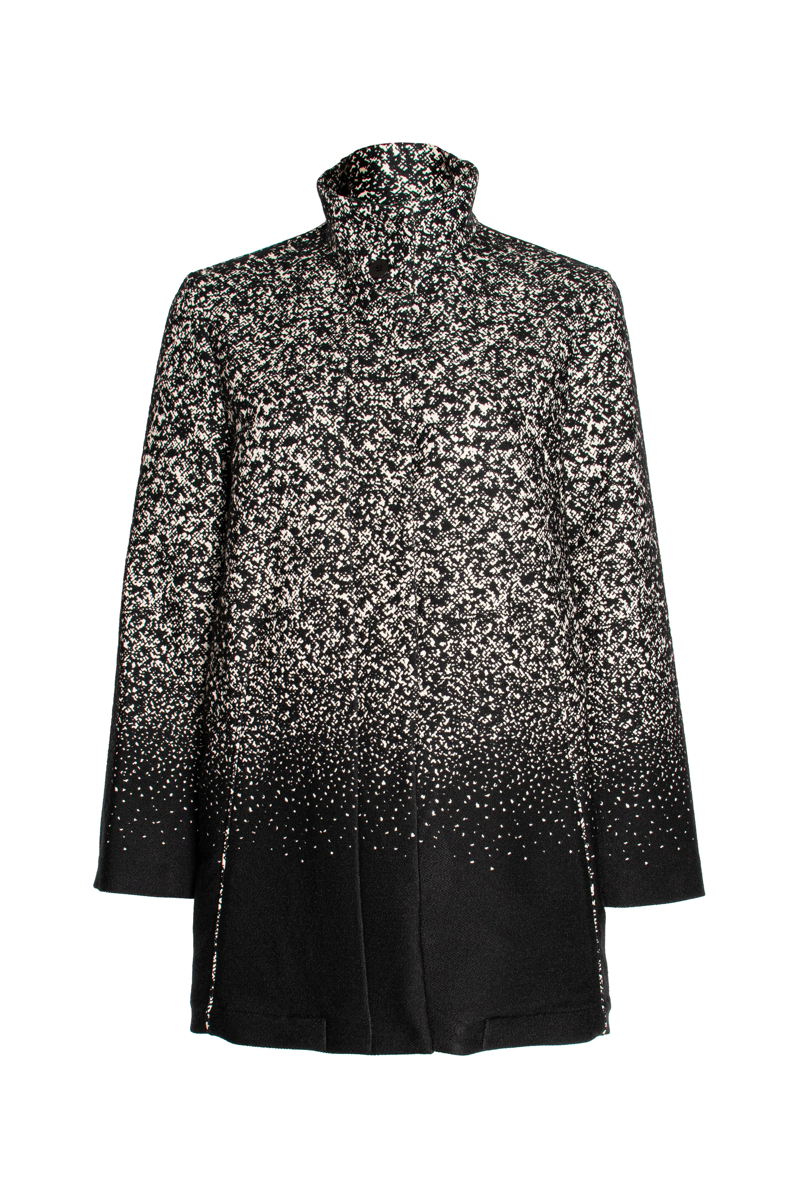 High Collar 3/4 Coat - Black/White Border 8659
