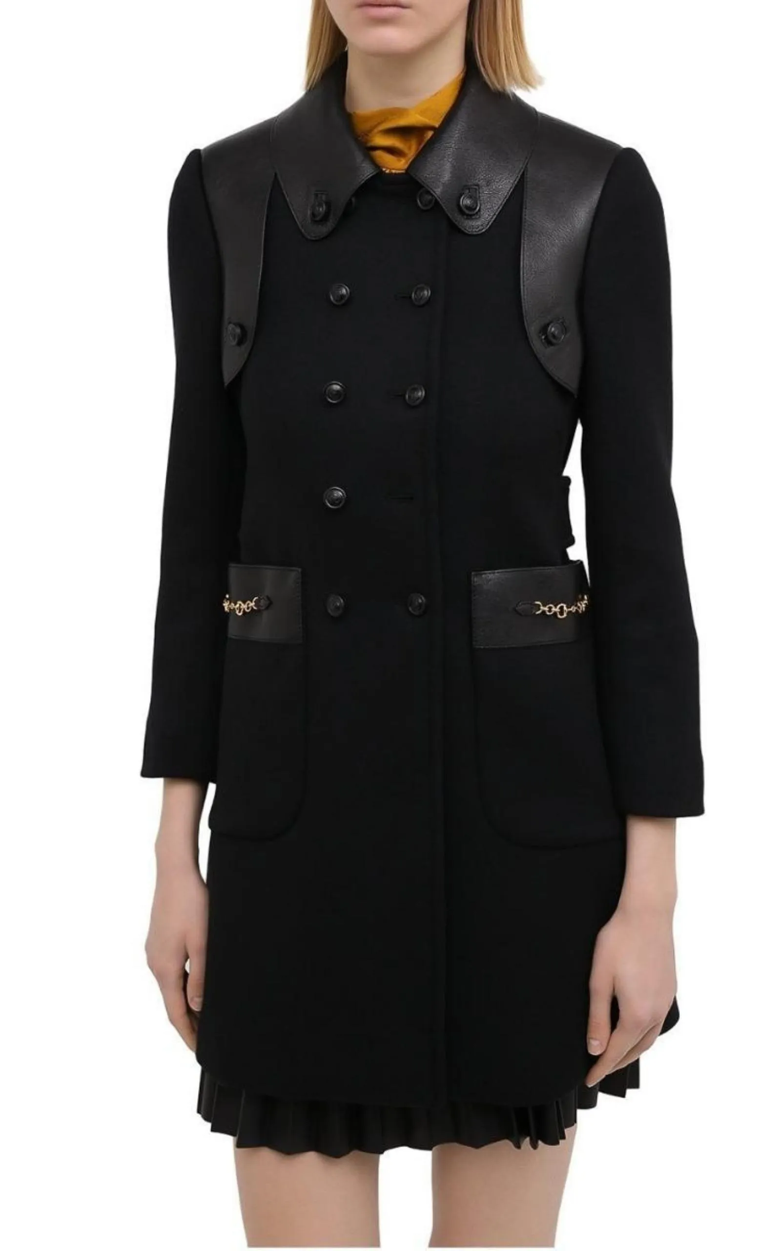 Horsebit-detail Double-breasted Wool Coat