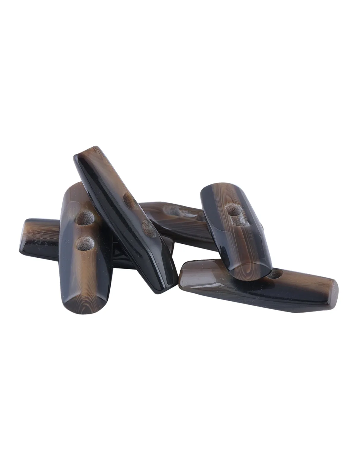 Imitation Horn 2-Hole Dark Brown Shaded Toggle Button