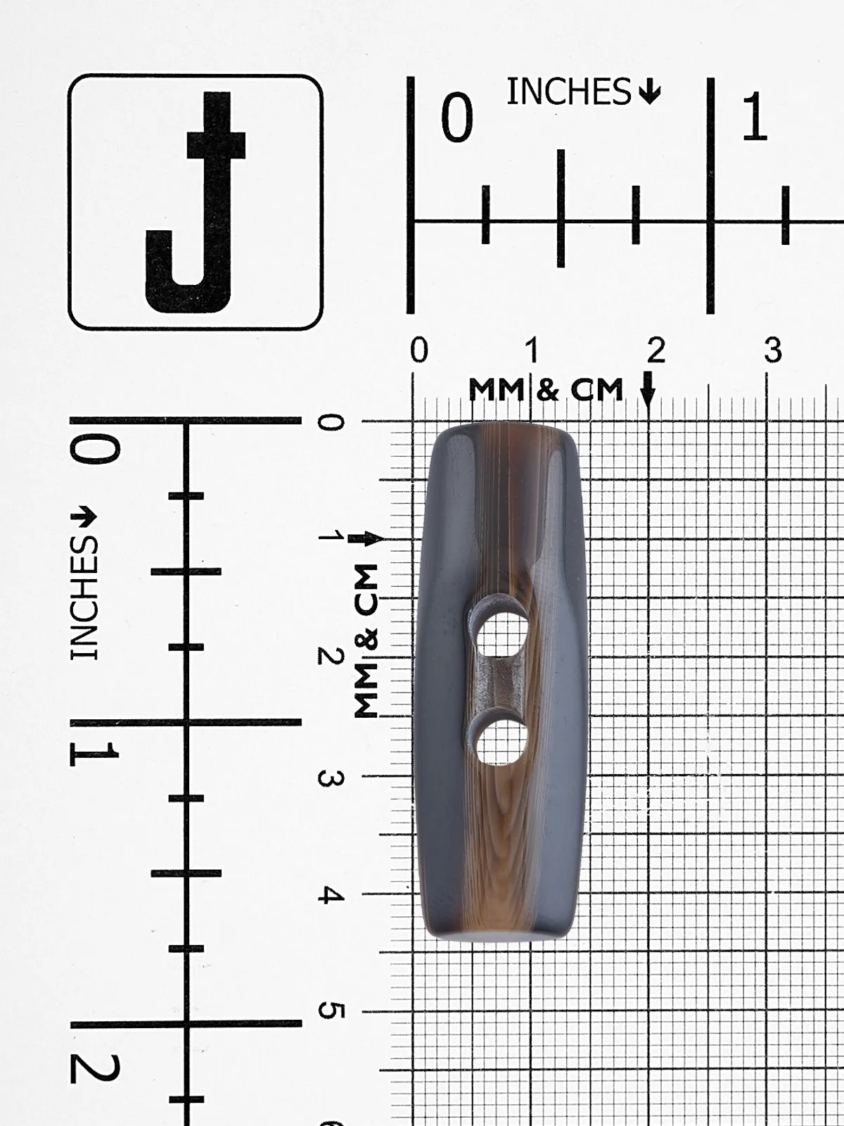 Imitation Horn 2-Hole Dark Brown Shaded Toggle Button