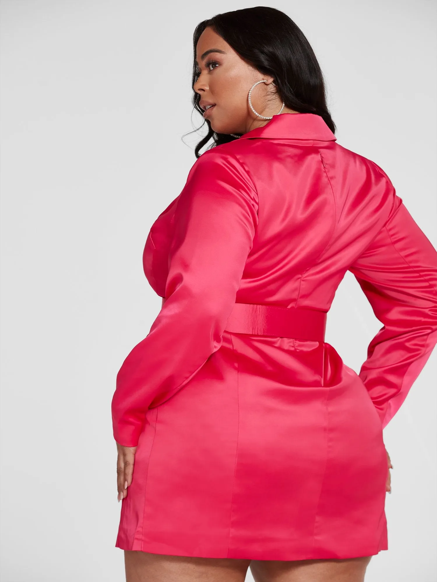 Janelle Belted Satin Dress