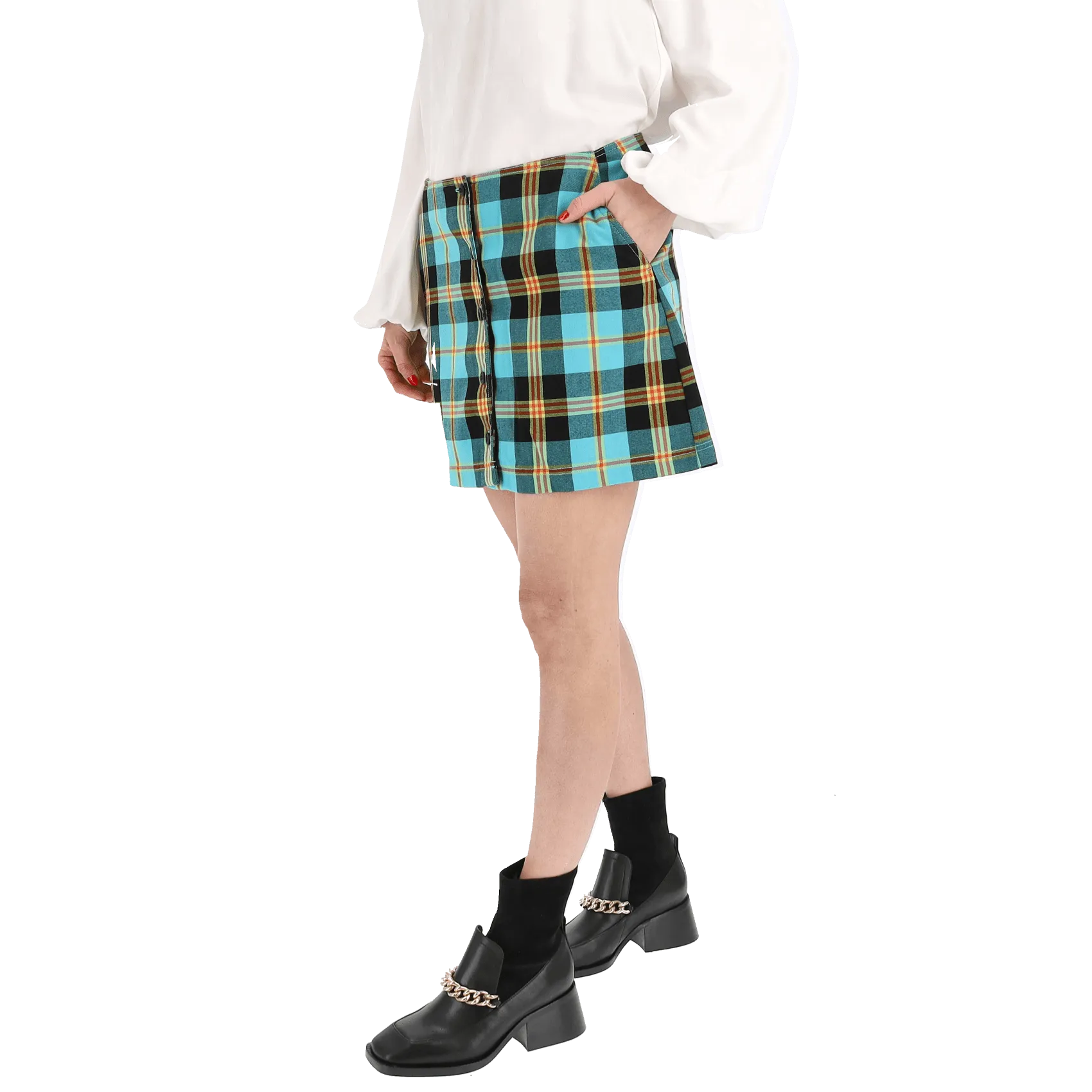 Joanie Plaid Skirt - Aqua Multi